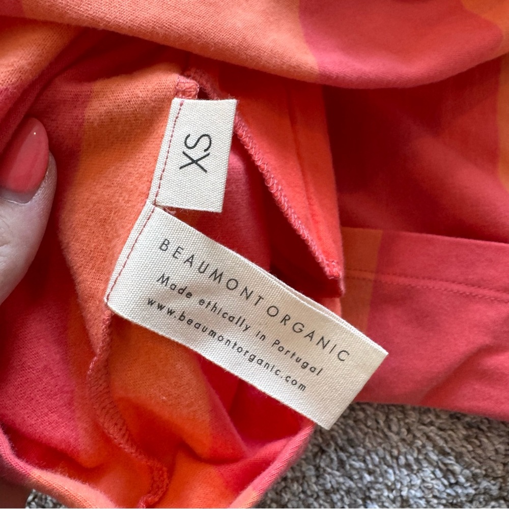 BEAUMONT ORGANIC Lois-Sue Dress is Coral and Apricot size xs - Picture 5 of 5